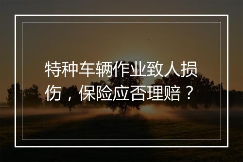 特种车辆作业致人损伤，保险应否理赔？