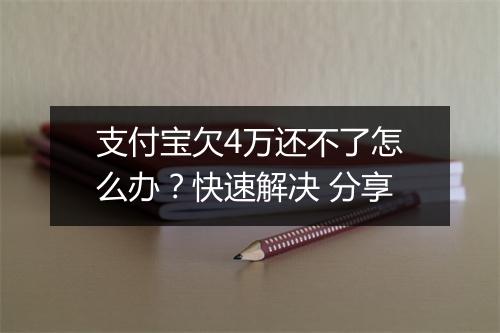 支付宝欠4万还不了怎么办？快速解决 分享