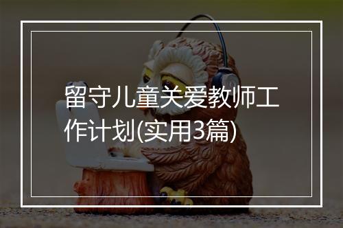 留守儿童关爱教师工作计划(实用3篇)