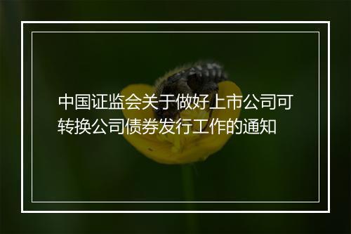 中国证监会关于做好上市公司可转换公司债券发行工作的通知