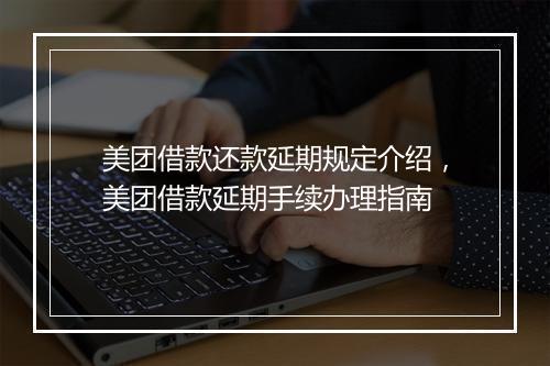 美团借款还款延期规定介绍，美团借款延期手续办理指南