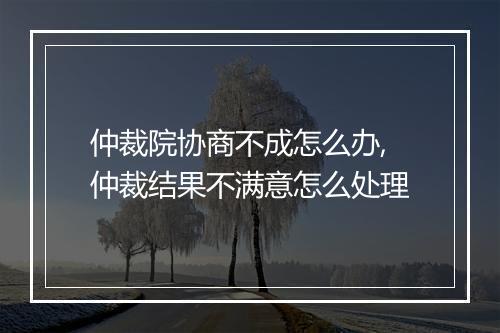 仲裁院协商不成怎么办,仲裁结果不满意怎么处理