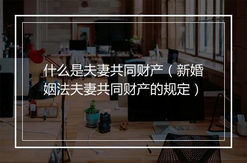 什么是夫妻共同财产（新婚姻法夫妻共同财产的规定）