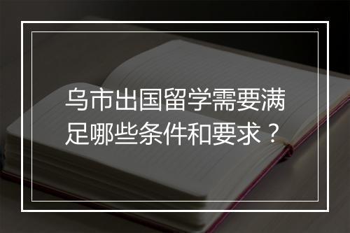 乌市出国留学需要满足哪些条件和要求？