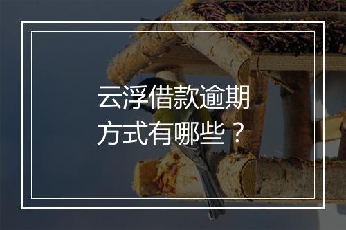 云浮借款逾期方式有哪些？