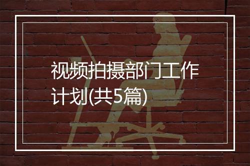 视频拍摄部门工作计划(共5篇)