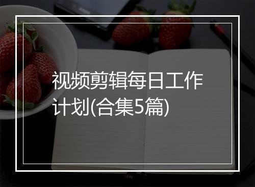视频剪辑每日工作计划(合集5篇)