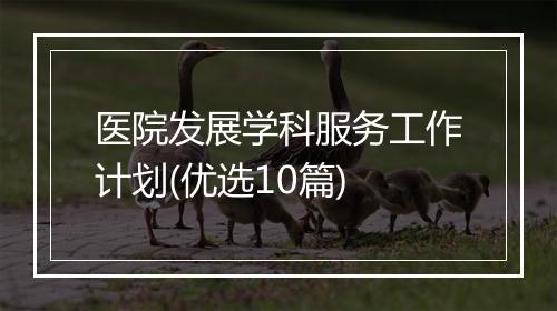 医院发展学科服务工作计划(优选10篇)