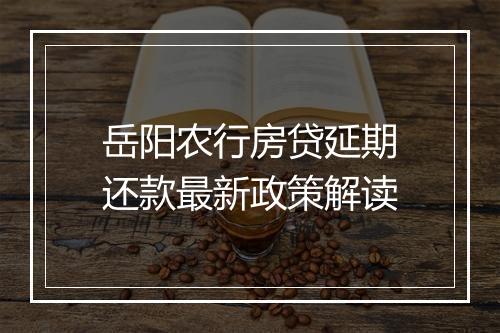 岳阳农行房贷延期还款最新政策解读