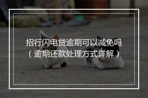 招行闪电贷逾期可以减免吗（逾期还款处理方式详解）