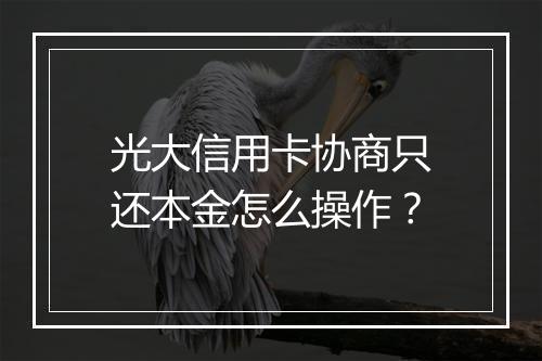 光大信用卡协商只还本金怎么操作？