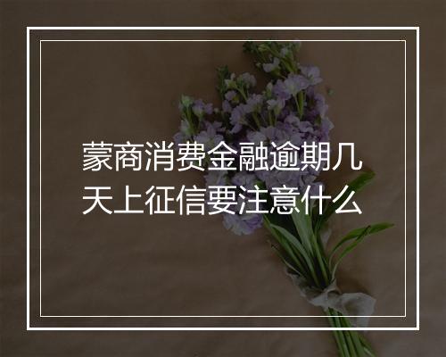 蒙商消费金融逾期几天上征信要注意什么