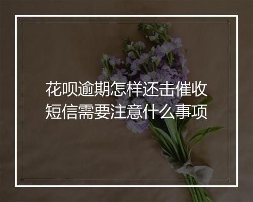花呗逾期怎样还击催收短信需要注意什么事项