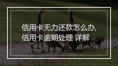 信用卡无力还款怎么办,信用卡逾期处理 详解