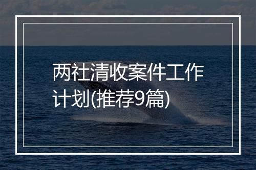 两社清收案件工作计划(推荐9篇)