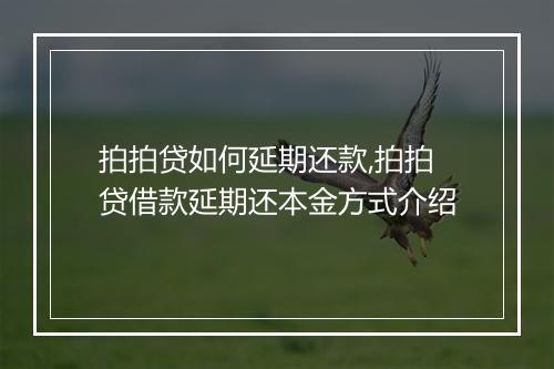 拍拍贷如何延期还款,拍拍贷借款延期还本金方式介绍