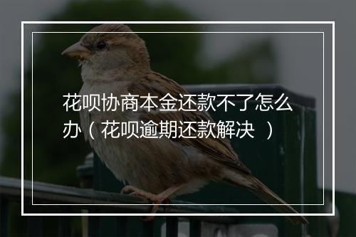 花呗协商本金还款不了怎么办（花呗逾期还款解决 ）