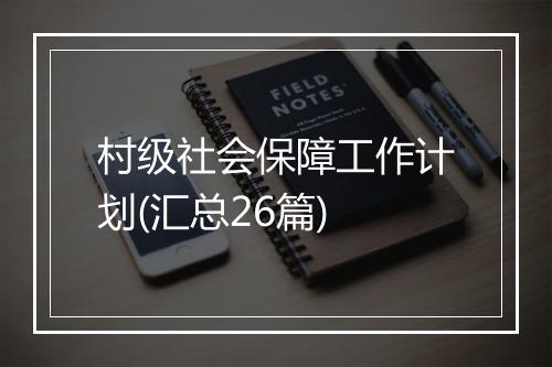 村级社会保障工作计划(汇总26篇)