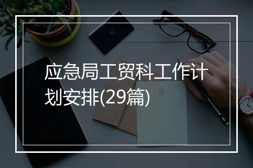 应急局工贸科工作计划安排(29篇)