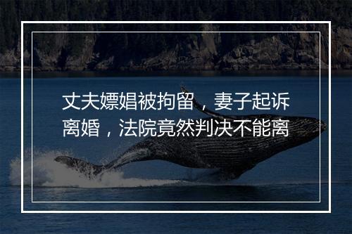 丈夫嫖娼被拘留，妻子起诉离婚，法院竟然判决不能离