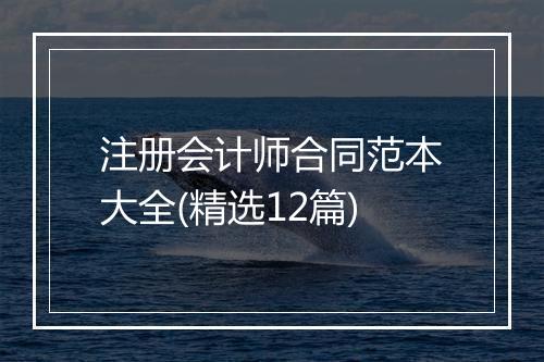 注册会计师合同范本大全(精选12篇)