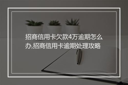 招商信用卡欠款4万逾期怎么办,招商信用卡逾期处理攻略