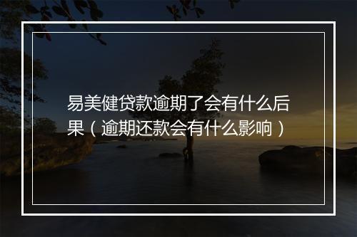 易美健贷款逾期了会有什么后果（逾期还款会有什么影响）