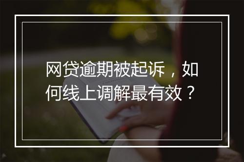 网贷逾期被起诉，如何线上调解最有效？