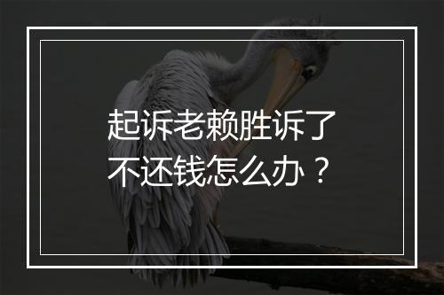 起诉老赖胜诉了不还钱怎么办？