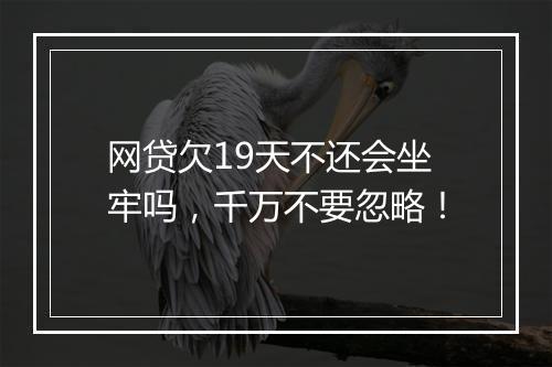 网贷欠19天不还会坐牢吗，千万不要忽略！